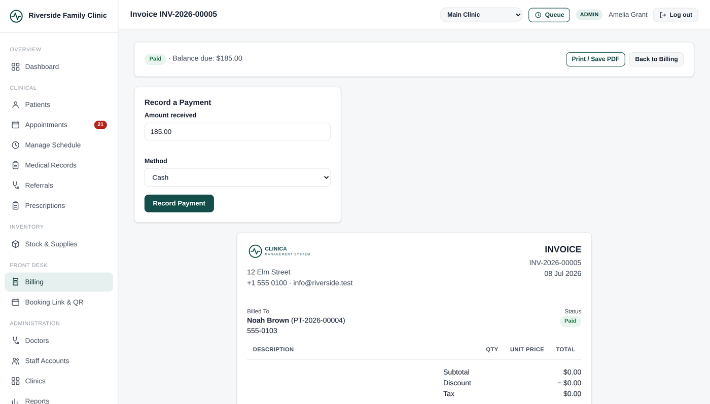 Riverside OS invoice detail screen